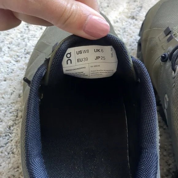 On Running Women's Cloud Waterproof Olive Athletic Shoes - Picture 6 of 6